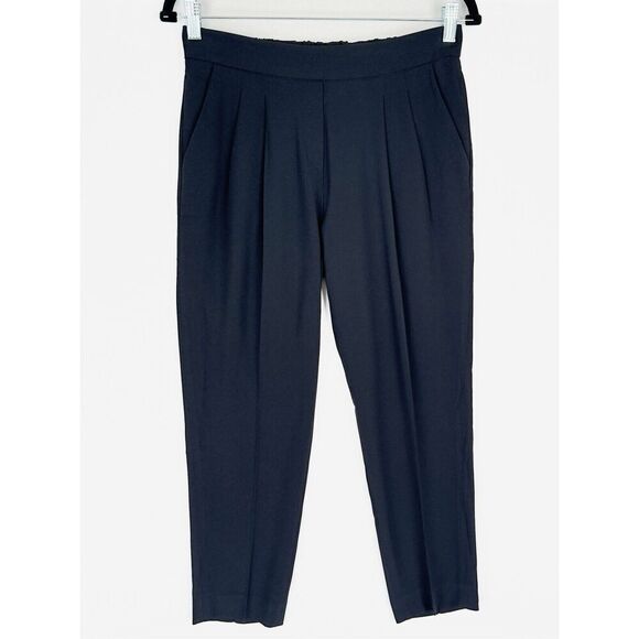 Aritzia Babaton Cohen Pants Womens 2 Black Cropped Dress Trousers Crepe Pleated - Picture 2 of 16